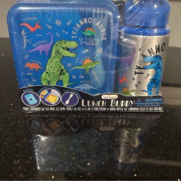 Dinosaur Lunch Buddy Set - Blue and Silver - Picture 1 of 11